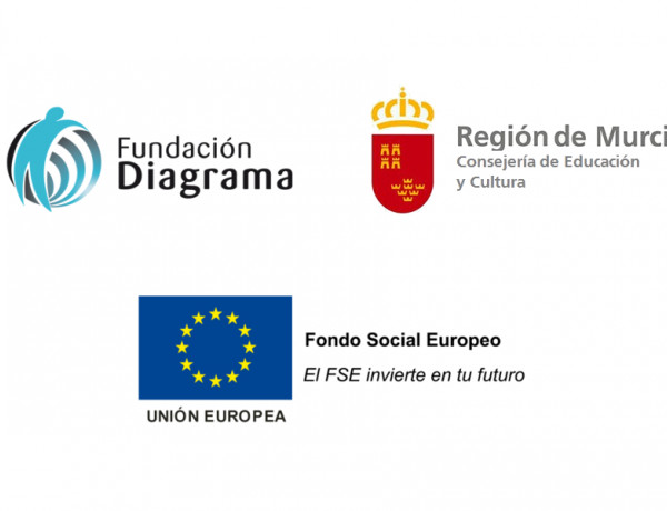 Logotipos de Fundación Diagrama, Región de Murcia y Unión Europea