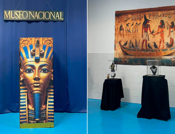 Escenografía creada por los jóvenes para la obra de teatro