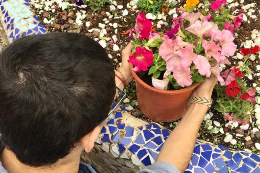 Los jóvenes atendidos en la Residencia 'Sant Sebastià' de Vinaròs realizan un taller medioambiental gracias a una donación de la entidad Sempreflora. Fundación Diagrama. Comunidad Valenciana 2020.