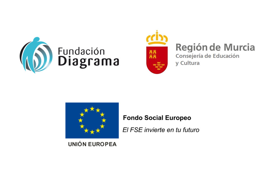 Logotipos de Fundación Diagrama, Región de Murcia y Unión Europea